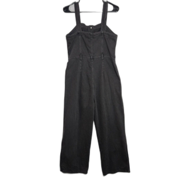 OAT aged Black Volcano Denim Overalls Wide Crop Artsy Boho Size 8 No Belt - Picture 3 of 12